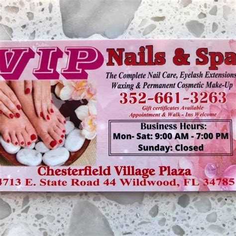 Vip nails wildwood fl - Read what people in Wildwood are saying about their experience with Envy Nails & Spa at 470 W Gulf Atlantic Hwy - hours, phone number, address and map. Envy Nails & Spa ... Selina Nails & Day Spa - 3990 E, FL-44 Suite 306-307, Wildwood. Hair & Nail Creations Inc - 3990 E, FL-44 Suite 303, ...